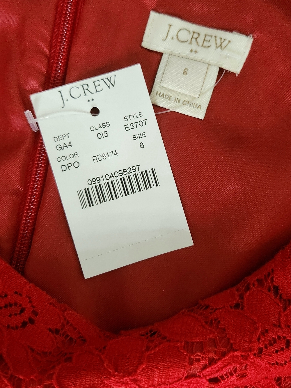 J. Crew Womens Red Lace Short Sleeve Fit-and-Flare Formal Mini Dress Size 6 - Picture 8 of 9